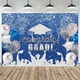 thumbnail image 1 of Fondo de fotografía de graduación de tela de poliéster azul y plateado, fondo de la clase de 2024, gorro de soltero, globo para felicitaciones de graduación, decoración de fiesta de graduación,, 1 of 6