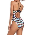 thumbnail image 3 of Adoretex Printed One Piece Thin Strap Athletic Swimsuit, Team or Practice Swimwear for Girls and Women (FN051) - Rainbow - 30, 3 of 6