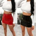 thumbnail image 3 of Mini-jupe pour Femmes en Similicuir, Taille Haute, Coupe Moulante, Robe Courte, 3 of 6