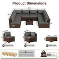 thumbnail image 5 of ELPOSUN 9 Pieces Patio Furniture Set All Weather Outdoor Sectional Sofa, Outdoor Modern Sectional Furniture Wicker Couch with Glass Coffee Table, Thicken Gray Cushions, Water Resistant, 5 of 8