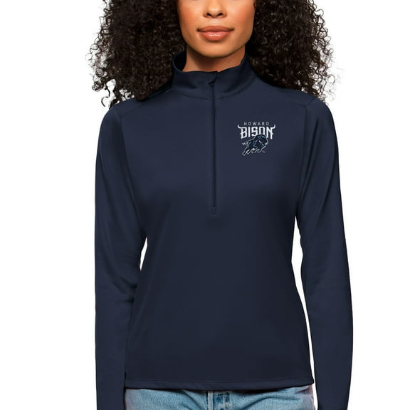 Women's Antigua  Navy Howard Bison Tribute Quarter-Zip Pullover Top