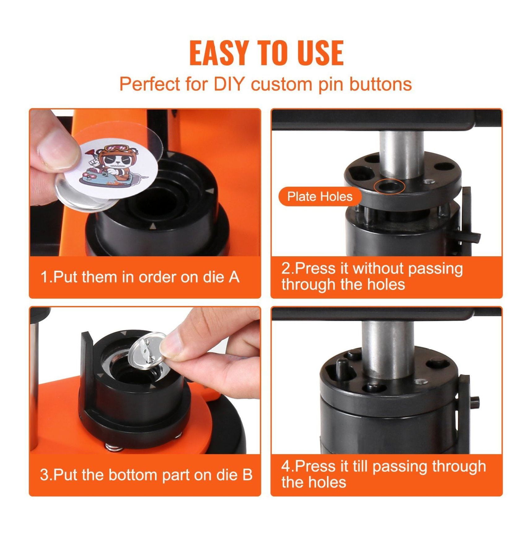 Button Maker Machine 25mm, Pin Making Kit with 500 Parts, Panda Magic Book, DIY Craft for Kids & Adults, Ergonomic Punch Press Kit for Badges, Gifts