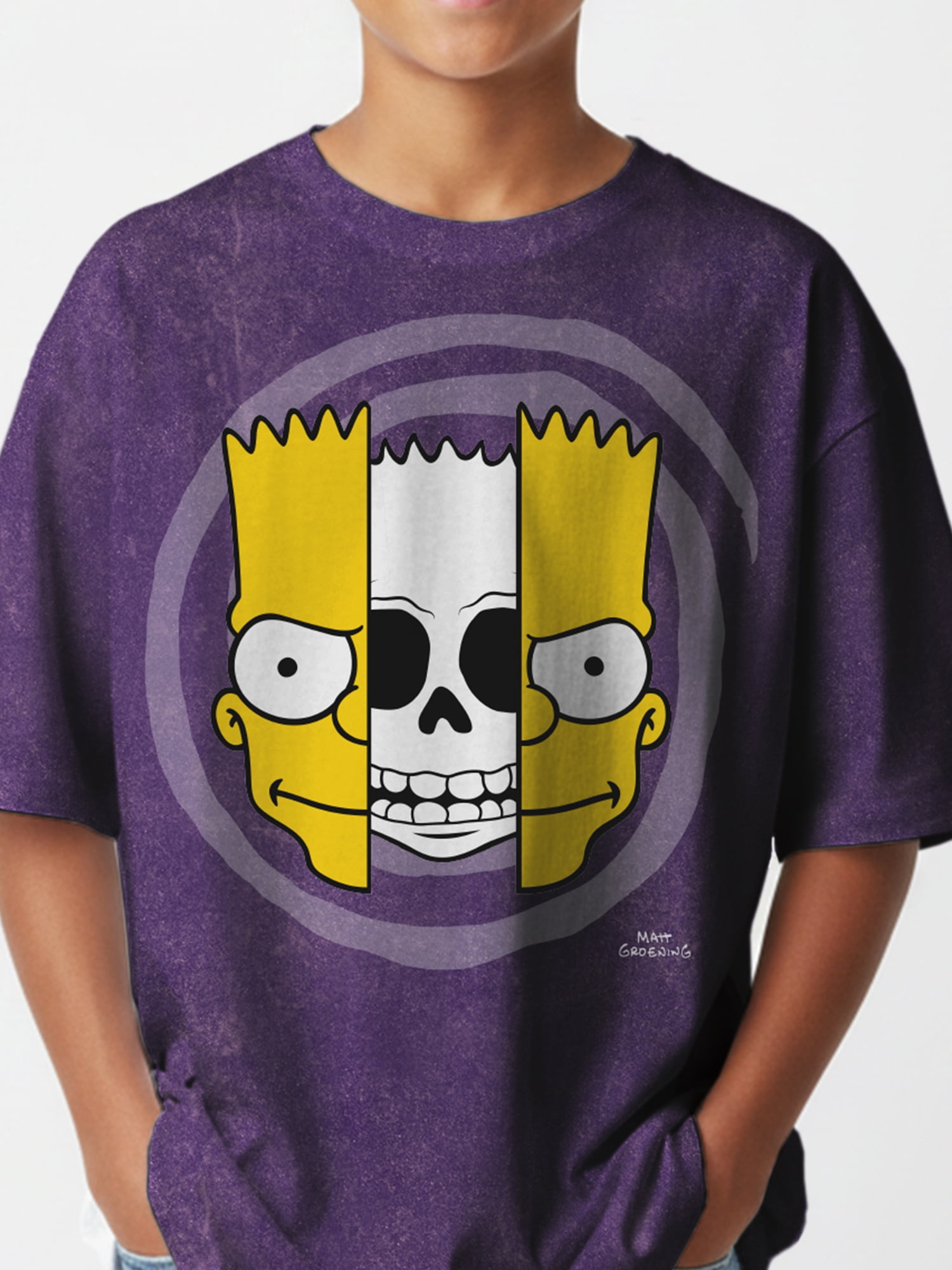 Simpsons Boys Serious Bart Mineral Wash Graphic T-Shirt, Sizes XS-XXL