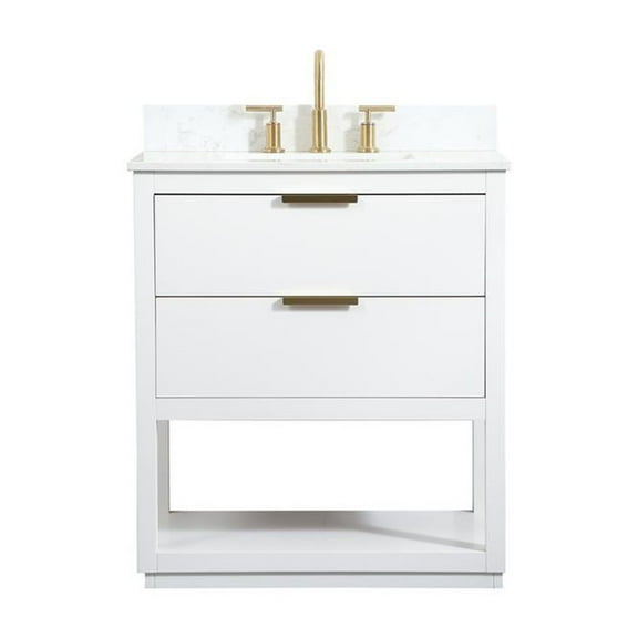 Elegant Kitchen and Bath 30 inch Single bathroom vanity in white with backsplash