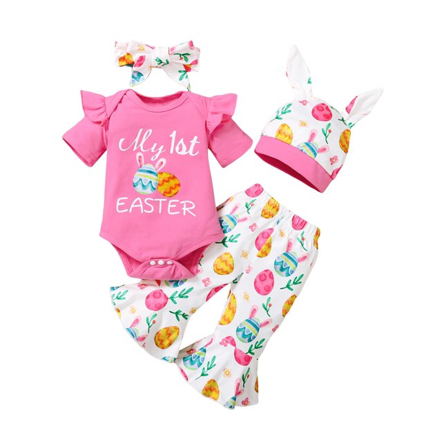 Morygooder Conjunto De Campana De Pascua Para Recién Nacido, Diseño De Mi Primera Pascua (Rosa, 0 A 3 Meses)