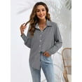 thumbnail image 3 of jinghuiyue Women Shirts Button-up Collared Long Sleeve Plaid Shirt Business Office Casual Tops XL, 3 of 6