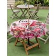 thumbnail image 3 of Outdoor Tablecloth with Umbrella Hole and Zipper, Valentine's Day Round Table Cloth 60 Inch Waterproof Tablecloth, Gnomes Love Roses Romantic Pink Plaid Picnic Table Cover for Patio Camping, 3 of 7