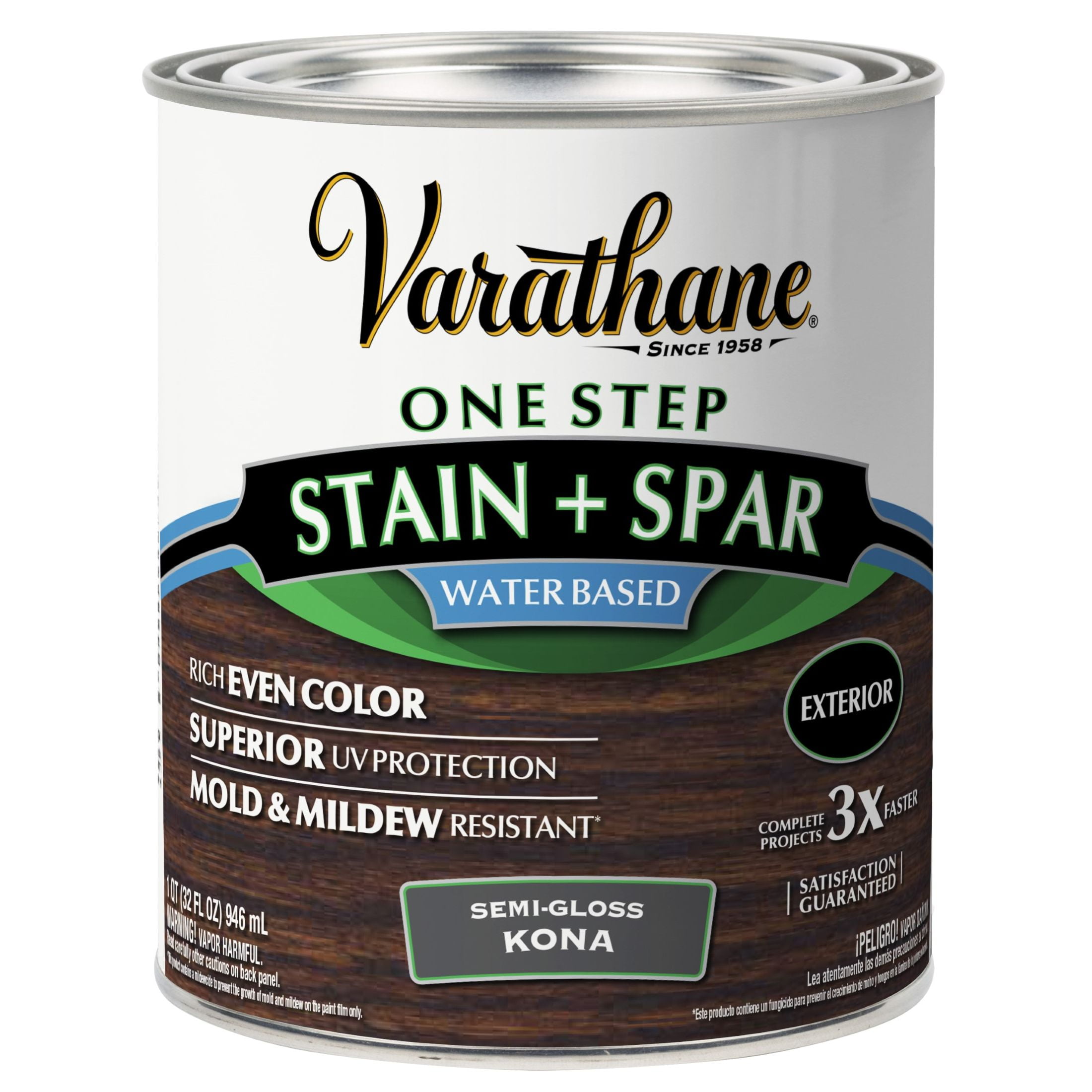 2 Pack, Kona, Varathane One Step Wood Stain + Spar Water-Based Urethane-388142, Quart