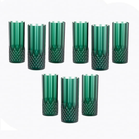 Fun Express 6" 14 oz. Bulk 48 Count Green Patterned Reusable Plastic Water Cups