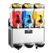VEVOR Commercial Frozen Drink Maker, 15Lx3 Triple Tank Slushy Machine, 180 Cups Stainless Steel Margarita Smoothie Frozen Drink Machine, Slushie Maker