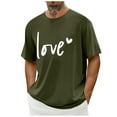 thumbnail image 1 of Tops para hombre, blusas y camisas de cuello redondo y manga corta para hombre. Camiseta/camisa informal de cuello redondo y manga corta con estampado de corazones para hombre. Tops de poliéster para, 1 of 3