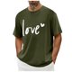 thumbnail image 1 of Tops para hombre, blusas y camisas de cuello redondo y manga corta para hombre. Camiseta/camisa informal de cuello redondo y manga corta con estampado de corazones para hombre. Tops de poliéster para, 1 of 3