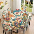 thumbnail image 2 of TSOVTHRID Boho Mandala Floral Butterfly Print Table Cloth and Chair Covers Set 7-Piece Stretch Fit Tablecloth and Chair Slipcovers for Dining Room Holiday Kitchen Home Party Ceremony Decor, 2 of 6