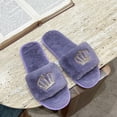 thumbnail image 4 of Viluyesy Womens Slide Slippers Fuzzy Plush Open Toe Slip On Cushioned Non Slip Warm Indoor House Shoes Soft Flat Cozy Slides Purple Size 7.5-8.5, 4 of 6