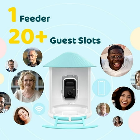 Smart Bird Feeder Camera, Netvue Birdfy Automatic Outdoor Bird Accessories with APP Notification AI Recognition Night Version Waterproof for Yard/House Buddy