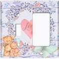 thumbnail image 2 of Metal Light Switch Wall Plate Outlet Cover (2 Teddy Bears With Love Heart Flower Balloon Flower Wreath Purple - Single Toggle Single Rocker), 2 of 2