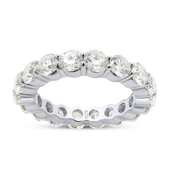 Eternity Moissanite Ring, 5cttw D Color Lab Created Diamond 14K White Gold Over Sterling Silver Eternity Wedding Band Ring for Women-4