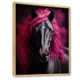 thumbnail image 2 of Designart "Vibrant Equine Black and Pink Horse Majesty II" Animals Floater Framed Wall Art Print, 2 of 7