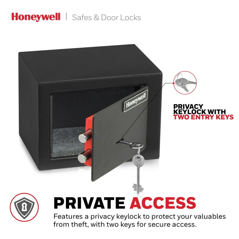 Honeywell Security Safe, 0.18 Cu ft, Black Steel Key Lock, Small