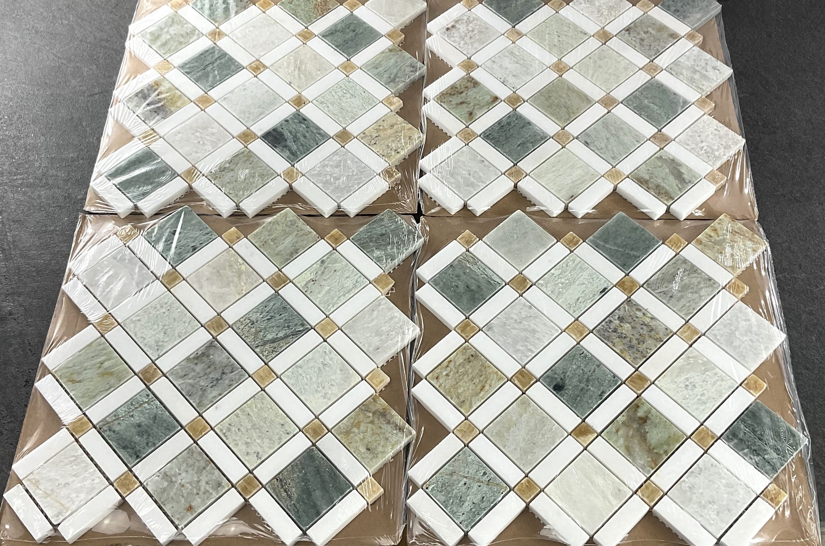 10 - Sheets of Marble Pinwheel Wall and Floor Mosaic Tiles