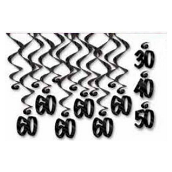 Beistle 53570-50 17.5 à 32 Po 50 Tourbillons&44; Noir - Pack de 6