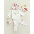 thumbnail image 3 of Seyurigaoka 2Pcs Baby Girls Casual Love  Flower Print Flare Sleeve Hooded Sweatshirt + Pants, 3 of 9