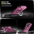 thumbnail image 4 of Case for iPhone 18 6.3-inch, Built In Slide Camera Cover & Rotatable Kickstand Sliding Ring Heavy Duty ShockProof Protective Case,Cherry red,For iPhone 18, 4 of 10