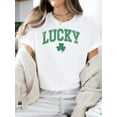 thumbnail image 3 of Retro Cute Lucky St Patricks Day Womens Shamrock Graphic Tee for Woman With Short Sleeves, 3 of 7