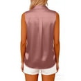 thumbnail image 5 of Laqbezok Women's Satin Sleeveless Shirt, Silky V-Neck Button Down Tank Top, Professional Office Blouse with Chest Pocket, Chic Summer Solid Color Vest, 5 of 6