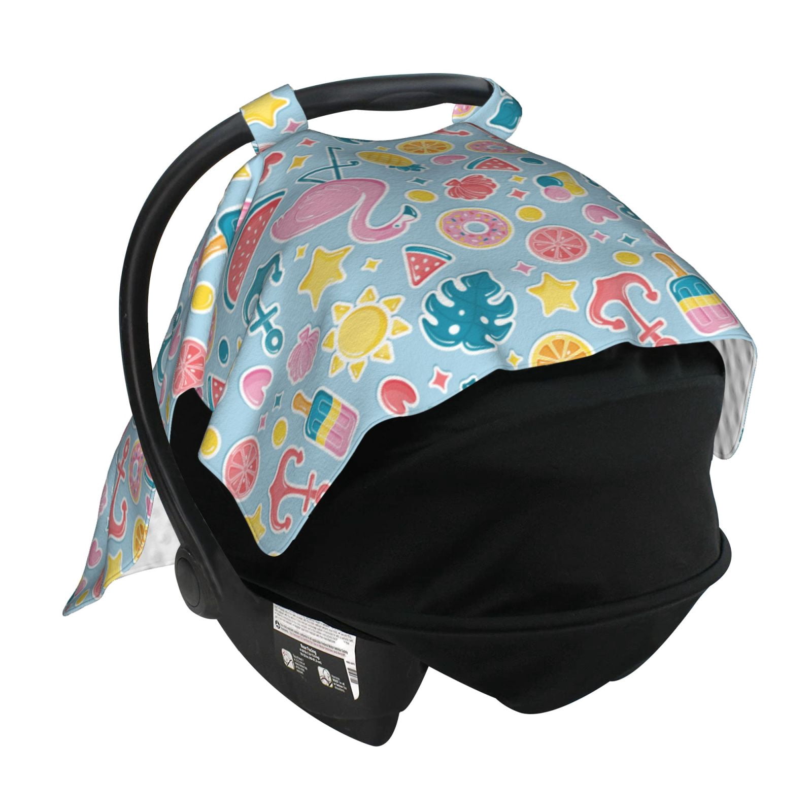 Car Seat Cover Baby - Summer Bird Watermelon Breathable Infant Car Seat Cover for Baby Carseat, Lightweight Comfort Baby Essentials Must Haves Newborn Stuff for Girl Boy