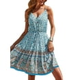 thumbnail image 2 of MYLookk Women Summer Sundress Boho Floral Print Beach Party Mini Dress, 2 of 3