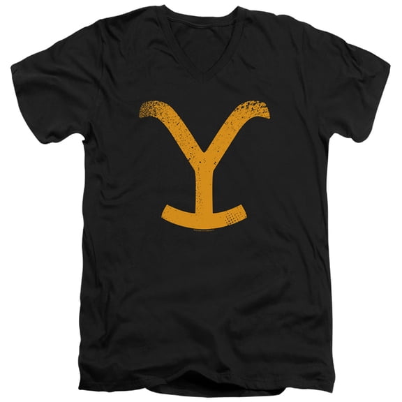 Yellowstone Large Brand Unisex Adult V-Neck T Shirt,Black, Medium