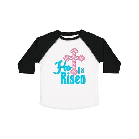 

Inktastic Easter He is Risen Pink Cross Gift Toddler Boy or Toddler Girl T-Shirt