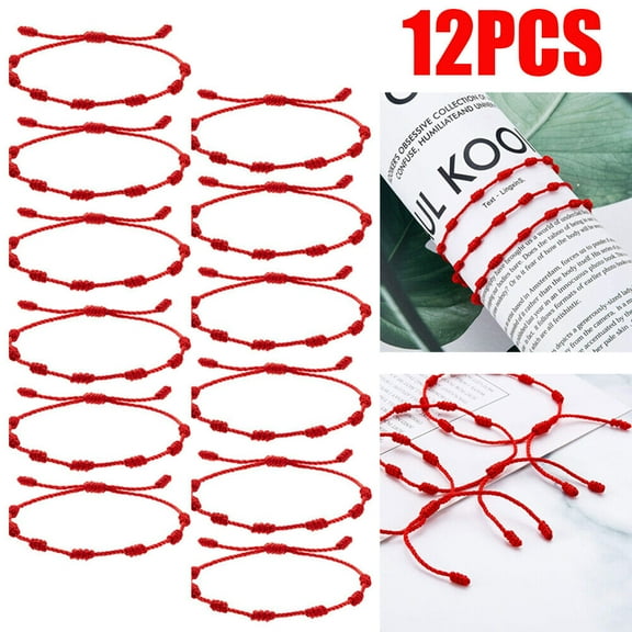 12PC Lucky Red String Bracelet Kabbalah Amulet 7 Knots Protection Rope Man Women US