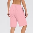 thumbnail image 3 of Womens  Shorts Drawstring Waist Running Shorts Casual Loose Long Yoga Shorts with Pockets pink Large, 3 of 5