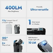 WUBEN G5 Mini Rechargeable Flashlight, 400 Lumens LED EDC Torch with RGB Light, Magnetic Clip for Camping