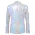 thumbnail image 4 of HaiMao Mens Sequins Blazer Peak Lapel Stage Party Wear formal Shiny Jacket Coat White XXL(XXL), 4 of 4