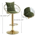 thumbnail image 7 of Velvet Swivel Bar Stools Set of 2, Height Adjuatble Bar Chairs with Pillows and Padded Cushion, Upholstered Counter Height Bar Stools with Metal Base, for Kitchen Island, Bar, Pub, Cafe, Olive Green, 7 of 7