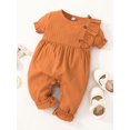 thumbnail image 2 of Seyurigaoka Baby Children's Casual Clothing Crawling Romper, Solid Color Round Neck Short Sleeve Jumpsuit, 2 of 7