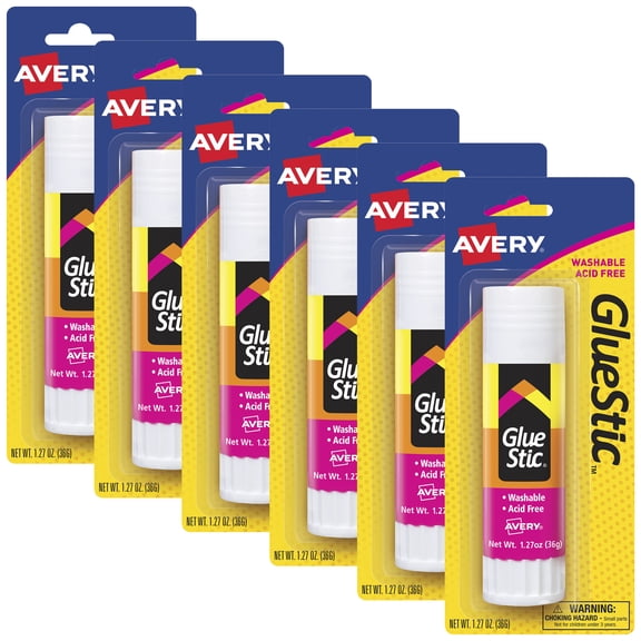 Avery Glue Stick White, 1 per Pack, 6 Packs (00191)
