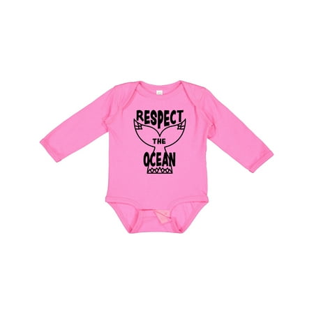 

Inktastic Respect the Ocean with Whale Tail Gift Baby Boy or Baby Girl Long Sleeve Bodysuit