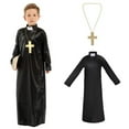 thumbnail image 2 of oqasdz Boys Outfits Black Priest Robe with Monk Outfits for Teen Kids and Child Stage Performance Party Evening Theme Events, 2 of 7