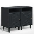 thumbnail image 3 of May in Color Nightstand for Bedroom, Black Side Table with Charging Station, Accent Bedside Table with Solid Wood Legs for Living Room, Set of 2, 3 of 9