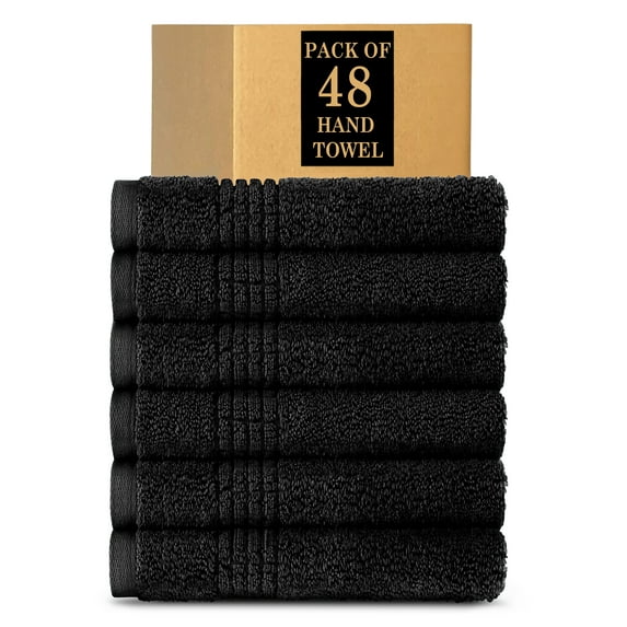 Lavish Touch 100% Egyptian 2 Ply Cotton 700 GSM Mosaic Pack of 48 Hand Towel - Black