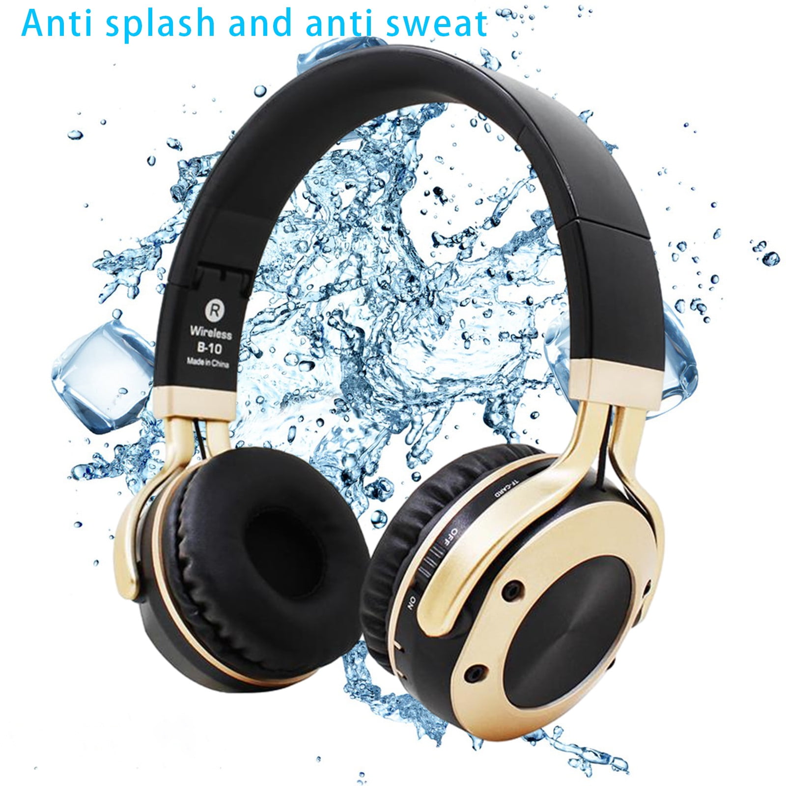 Wireless Earbuds Bluetooth Headphones 80hrs Playback Ear Buds Power Display with Noise Canceling Mic with Earhooks for Sports/Workout/Running(Gold)