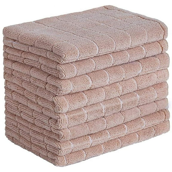 Microfiber Dish Towels - Soft, Super Absorbent and Lint Free Kitchen Towels - 8 Pack - 26 X 18 Inch-Camel