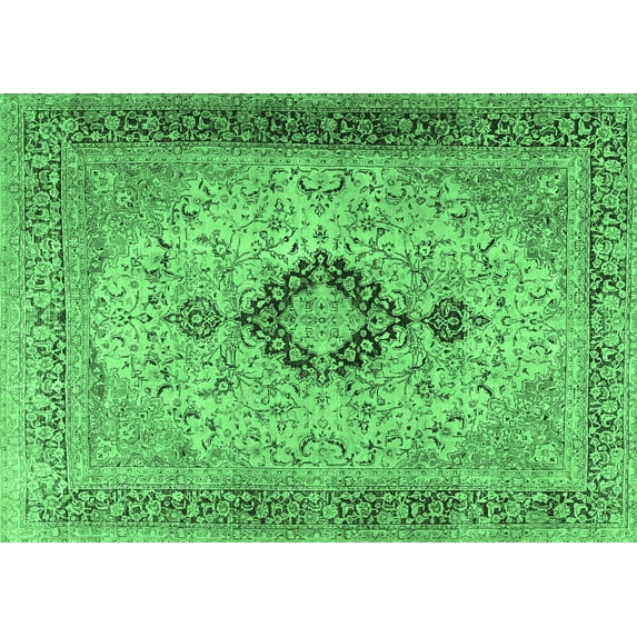 Ahgly Company Indoor Rectangle Persian Emerald Green Traditional Area Rugs, 2' x 5'