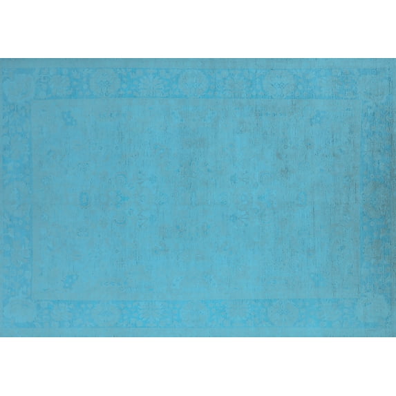 Ahgly Company Indoor Rectangle Oriental Light Blue Industrial Area Rugs, 6' x 9'