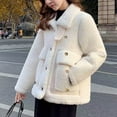 thumbnail image 5 of HAPIMO Women's Thick Fleece Coats Casual Comfy Long Sleeve Lapel Collar Button Down Jacket Solid Pocket Coat Winter Sherpa Fashion Warm Outerwear White XL, 5 of 5