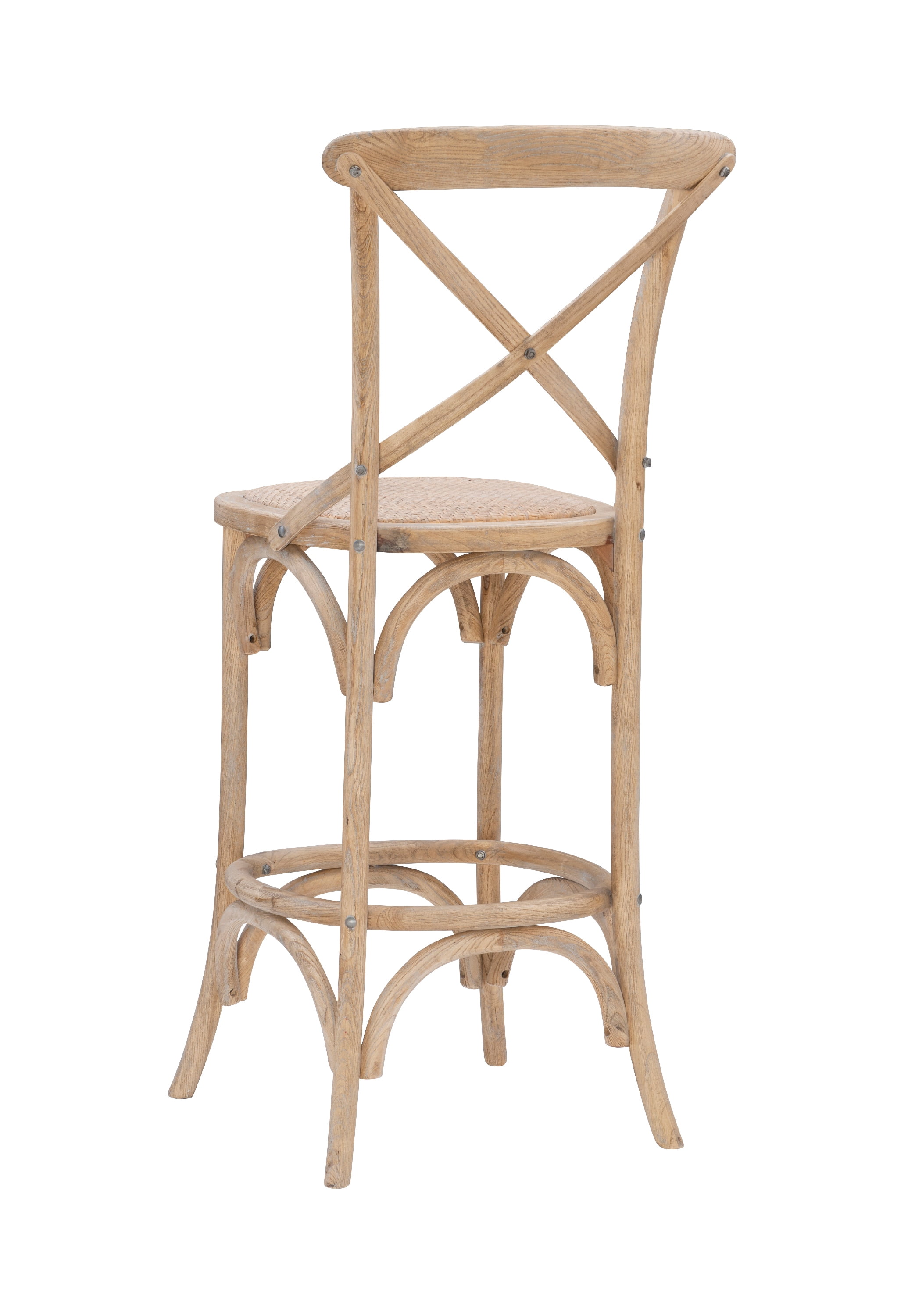 Linon Kershaw X-Back Bar Stool, 30" Seat Height, Gray Wash Finish
